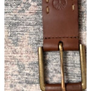 Timberland Tan Leather Belt with Gold Buckle